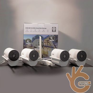 Комплект відеоспостереження бездротовий на 4 камери QIDA WIFI XVV420, 200 метрів, 2Мп 1080P, приймач WiFi RJ45
