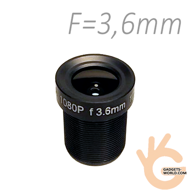 Об'єктив для камер спостереження фіксований Z-Ben MINI-3.6, M12 F=3.6 мм, кут огляду 67x53°, F 2.0 1/3"