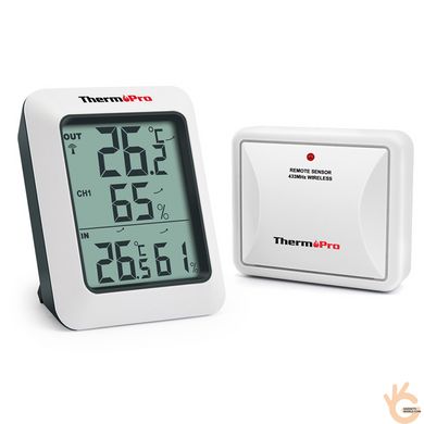 Метеостанция термометр гигрометр цифровой с беспроводным датчиком на 60м ThermoPro TP60S, поддержка 3 датчиков