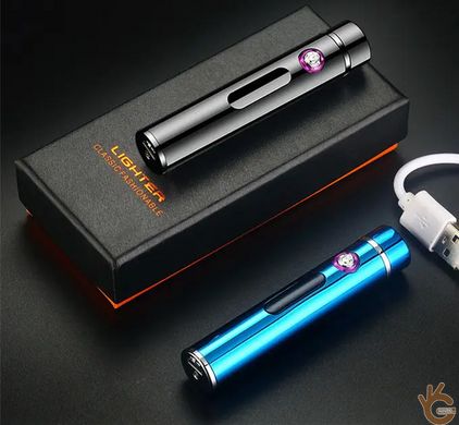 Запальничка плазмова електроімпульсна на дві дуги FINE LIGHTER X1, USB, 88х17мм, подарункова коробка