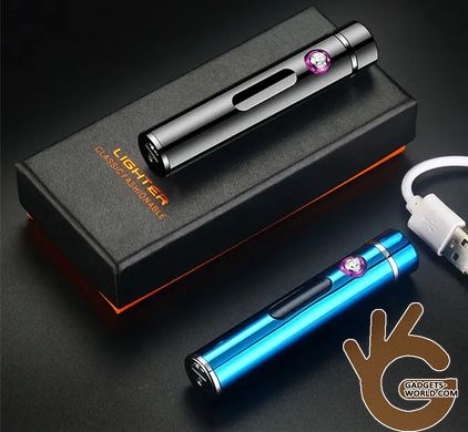 Запальничка плазмова електроімпульсна на дві дуги FINE LIGHTER X1, USB, 88х17мм, подарункова коробка