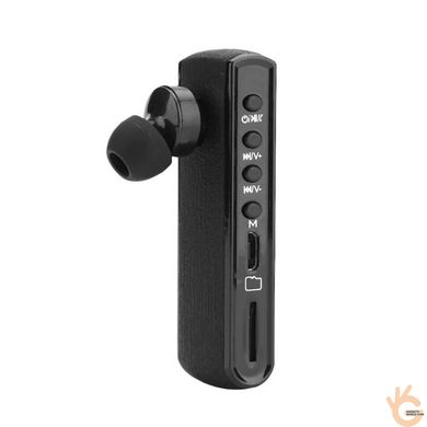 Диктофон для записи звонков или окружения – Bluetooth гарнитура Waytronic WT-R12, SD карта до 32 Гб, MP3 плеер