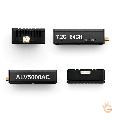 Kimpok KP-ALV5000AC FPV передавач 6.1&ndash;7.2 GHz 5 W (3 рівні) 64 Ch (6110&ndash;7210 MHz) для дронів, AV-вхід, 7&ndash;36V