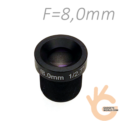 Объектив для камер наблюдения фиксированный Z-Ben MINI-8, M12 F=8 мм, угол обзора 33x25°, F 2.0 1/3"