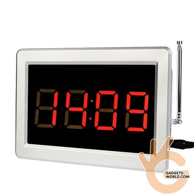 Приймач-табло для виклику офіціанта, медсестри бездротовий RETEKESS F3290, LED екран, 4 цифри, годинник