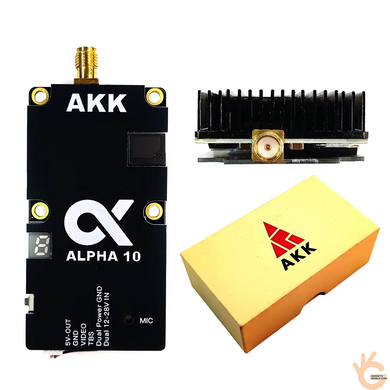 AKK ALPHA 10 FPV видеопередатчик-модуль 5.8 GHz 10W (5 уровней) 80Ch (4990&ndash;5945MHz) для дронов, OSD AV, 12&ndash;28V