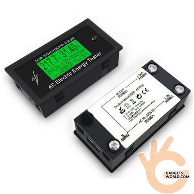 Енергометр 220В 100А KKMOON AT3010, Bluetooth, термометр, амперметр, вольтметр, ватметр, вартість, частота
