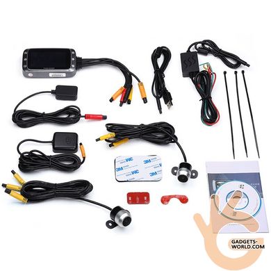 Видеорегистратор для мотоцикла профессиональный LCD 3” MSTAR M20, 2 камеры 2x1080p 140, IMX323, GPS, WiFi