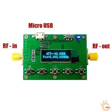 Аттенюатор цифровой программируемый с LCD 9 кГц - 6 ГГц 1-31 дБ до 1000 мВт JUNTEK JDS-A6G на чипе PE43703