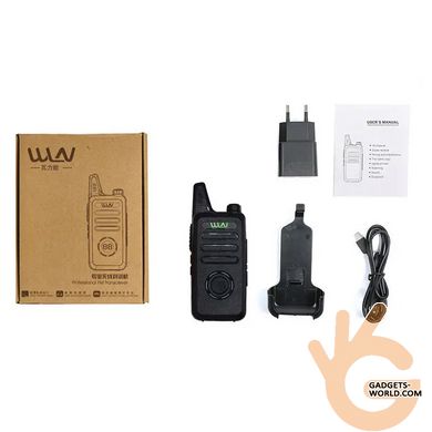 Рация WLN KD-C1PLUS, UHF 400-470МГц 2W, мини формат, сменный аккумулятор, дальность до 3км, ОРИГИНАЛ