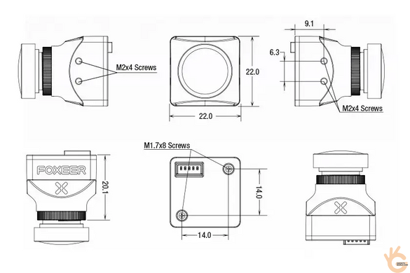 FPV CVBS відеокамера Foxeer Mini Cat 4, 1200TVL, з сенсором нічного бачення Starlight 0.00001Lux, 4,6&ndash;20В, OSD