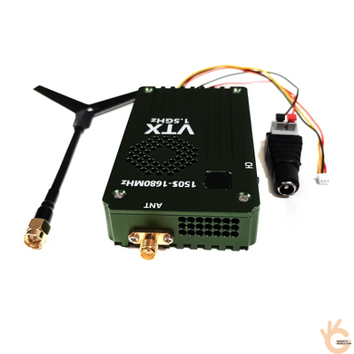 Kimpok KP-T1580B FPV передатчик 1.5GHz 8W 8Ch (1505-1680MHz) для дронов, AV вход, 10-36V