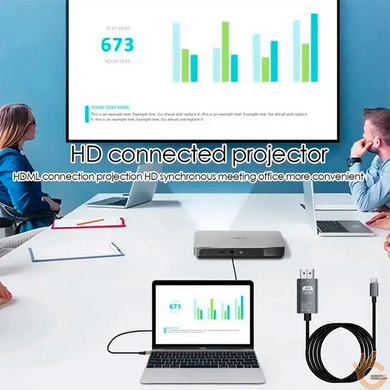 Кабель-конвертер Type-C 3.1 HDMI 4K 60Гц 2м KENVS HD-C для подключения смартфона или планшета к TV, проектору
