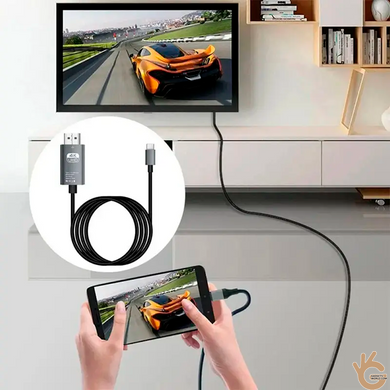 Кабель-конвертер Type-C 3.1 HDMI 4K 60Гц 2м KENVS HD-C для подключения смартфона или планшета к TV, проектору