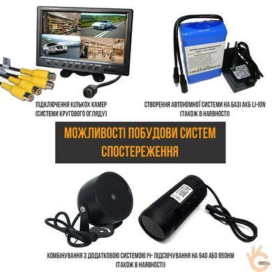 Камера окопна CVBS захисного кольору 5м кабель RCA + перехідник, ІЧ 940нМ 12В 700ТВЛ SONY ICX811 HQCAM 4140