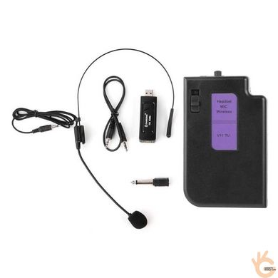 Радіомікрофон бездротовий петличний ZANSONG V11 c USB приймачем, VHF 268.85 МГц, дальність 50 метрів