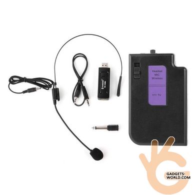 Радиомикрофон беспроводной петличный ZANSONG V11 c USB приёмником, VHF 268.85 МГц, дальность 50 метров