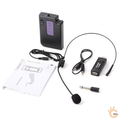 Радіомікрофон бездротовий петличний ZANSONG V11 c USB приймачем, VHF 268.85 МГц, дальність 50 метрів