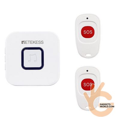 Бездротова система виклику медперсоналу з 2-ма кнопками RETEKESS TH101-2 до 150 метрів, біла