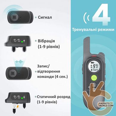 Электро ошейник для собак дрессировочный Pet JXG-1K с записью звуковых команд, 4 режима, дальность до 1км