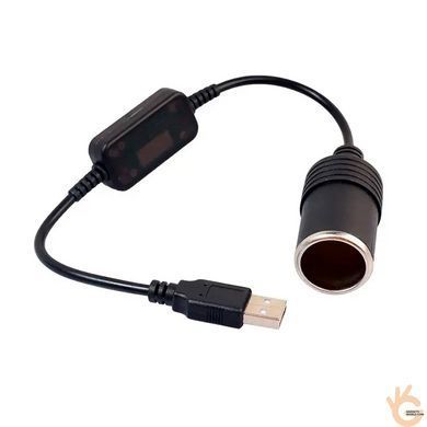 Кабель-преобразователь напряжения от PowerBank Ningbo 12CS, вход USB 5 В, выход 12 В 1 А, разъем прикуривателя