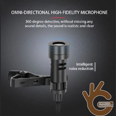 Бездротовий мікрофон для телефону, смартфона з 2-ма мікрофонами Sawetek P8-UHF, до 50 метрів