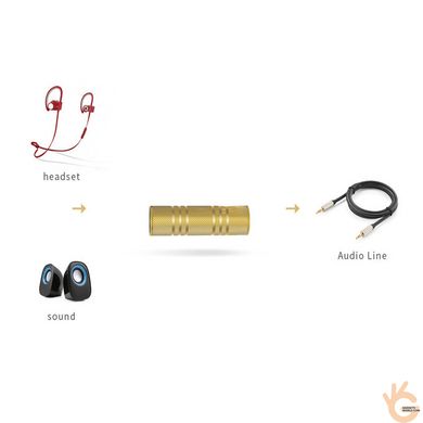 Аудио переходник Jack 3.5 - Jack 3.5 мм 3 pin (мама) для соединения AUX кабелей, наушников Protech RJ3535F