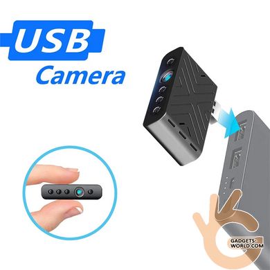 Мини WiFi камера FullHD 1080P USB для повербанка Jianshu B51WiFi, 2 Мп, P2P, до 128 Гб, APP V380, ИК 940нМ