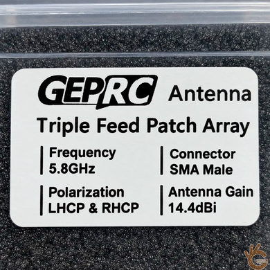 Планарна FPV-антена GEPRC Triple Feed Patch Array, 5,8 ГГц, 14,4 дБі, 30&deg;, 2 &times; SMA, RHCP/LHCP, для FPV-дронів