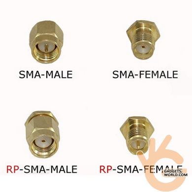 SMA перехідник Unitoptek RP SMA-2, SMA female (jack) - RP-SMA female (jack) зі штирьком з одного боку