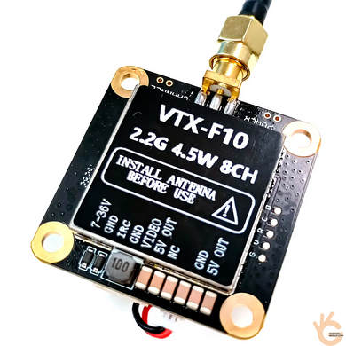 Kimpok KP-T2245 FPV передатчик-модуль 2.2GHz 4.5W (3 уровня) 8Ch (2000-2280MHz) для дронов, AV вход, 7-36V