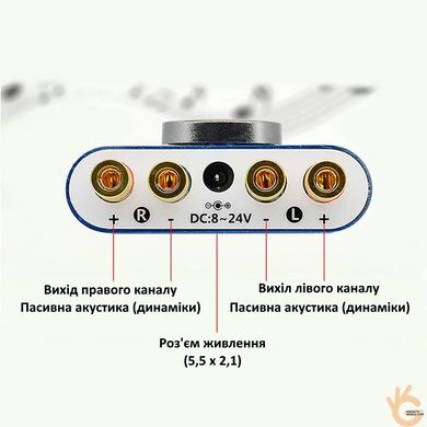 Усилитель звука портативный стерео 20+20Вт KKMOON KA15, AUX вх/вых, USB MP3, Bluetooth 5.0, APP управление