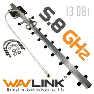 Антенна Yagi узконаправленная 23&deg; 5.8 ГГц 13 Дб улучшенная WavLink SMA 13Y для ДУ дронов и WiFi устройств