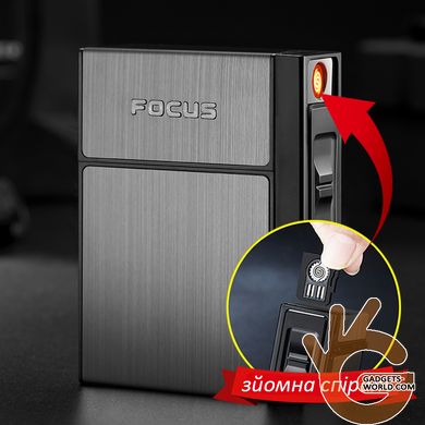 Портсигар Gerui GR-20 на 20 сигарет с электро зажигалкой и зарядкой от USB. Оригинал!